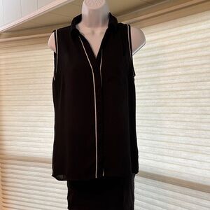 The Limited Black Sleeveless Top with White Trim